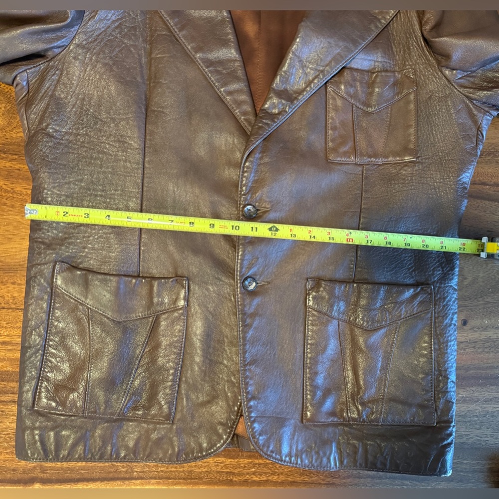 Vintage New Generation by Grais Brown Genuine Leather Jacket Blazer Size 46 - Picture 9 of 14